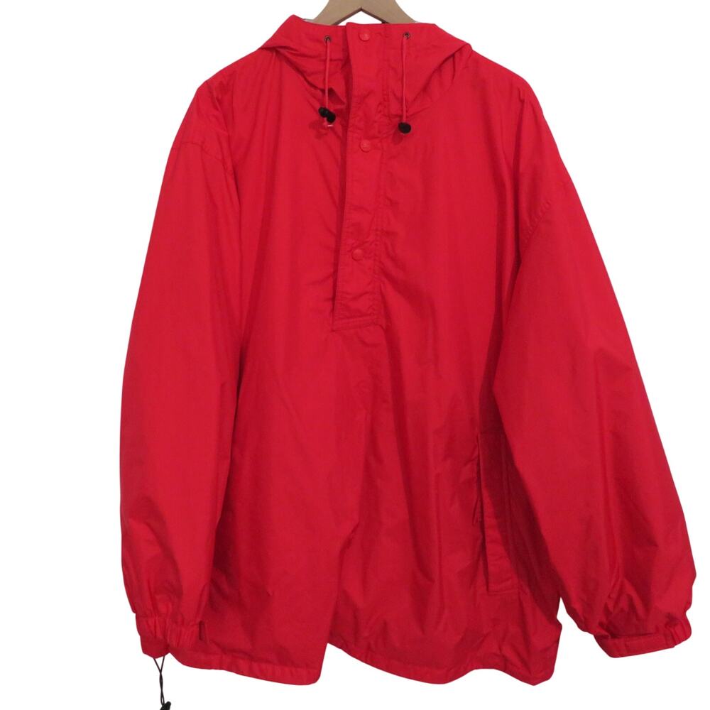 L.L. Bean Mens Sz XXL Red Vintage Nylon Hooded Anorak Pullover Jacket